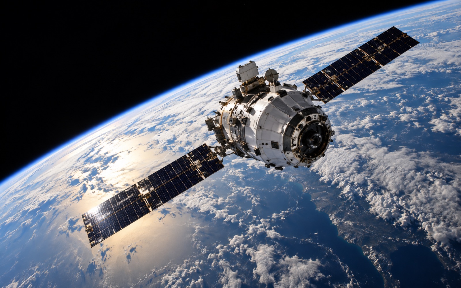 Satellit mit ausgeklappten Solarpaneelen im Erdorbit – Qualifikation von Raumfahrt-Subsystemen bei PID
